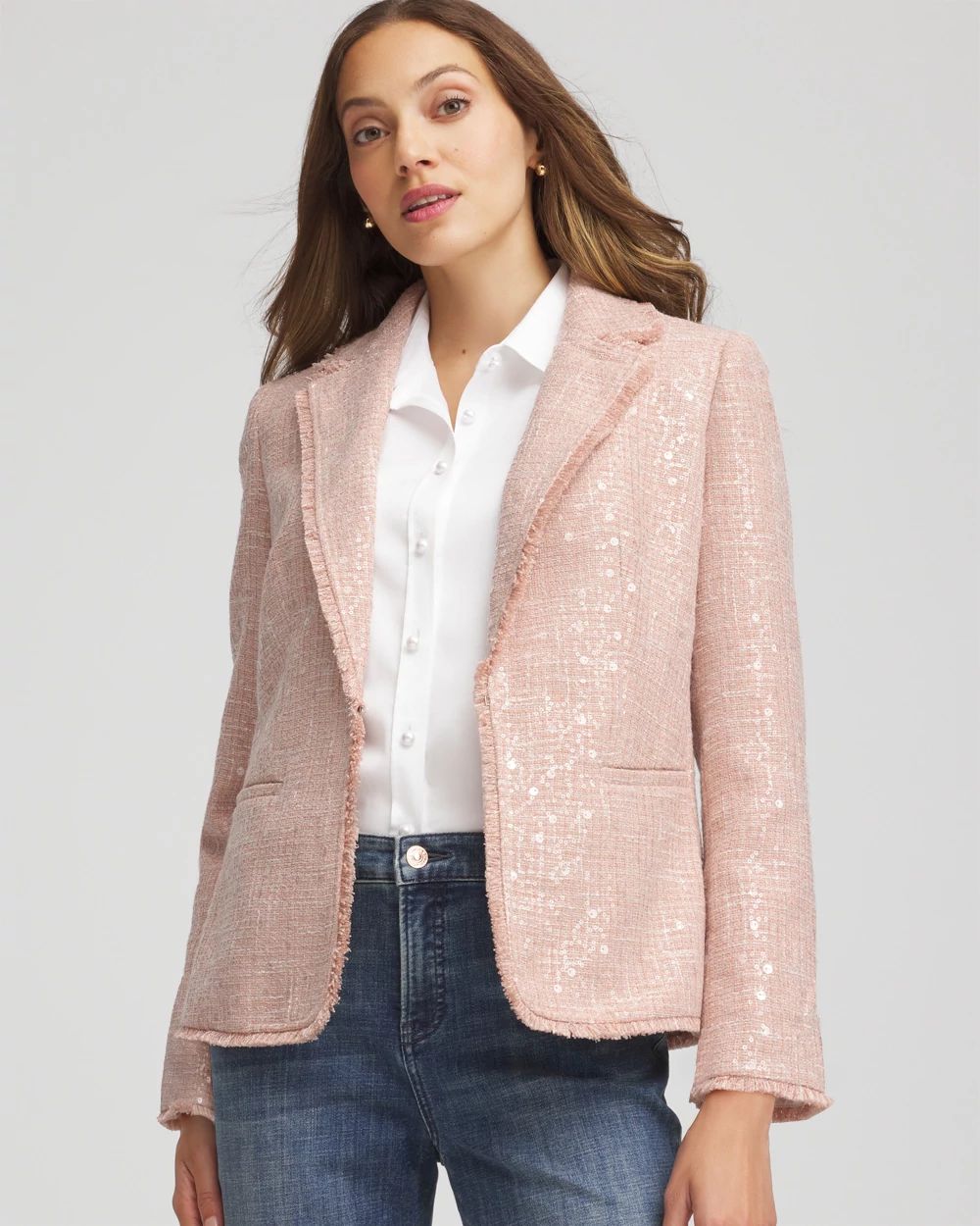 ジャケット・アウター Andequal glitter tweed jacket Party Tweed Sequins Blazer | Chico's